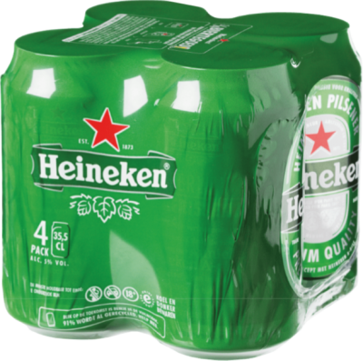 Heineken 4pack met blikjes van 355ml